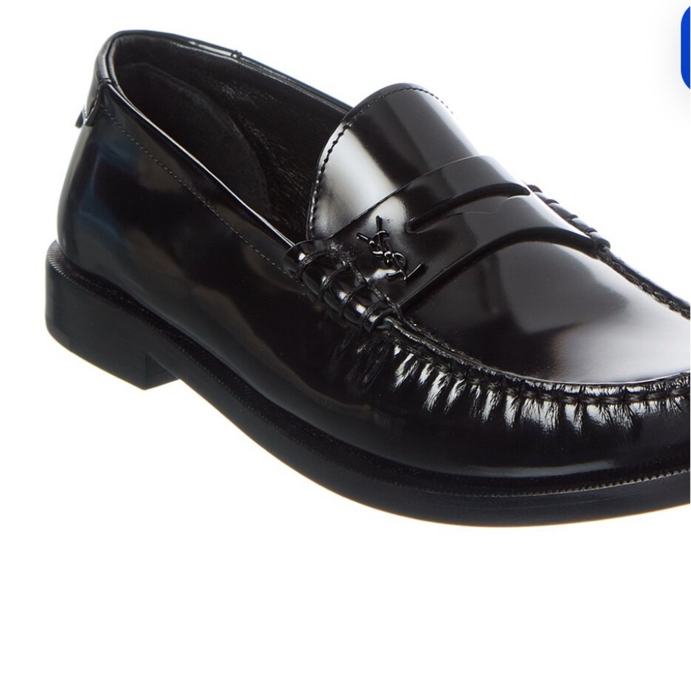 Saint Laurent Black Patent Leather Penny Loafers - Picture 9 of 11